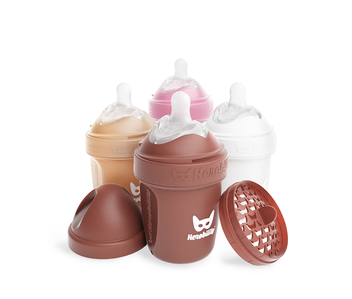 4-pack 140ml/5 floz Baby Bottles - Hawthorn Rose, White, Gray and Pink